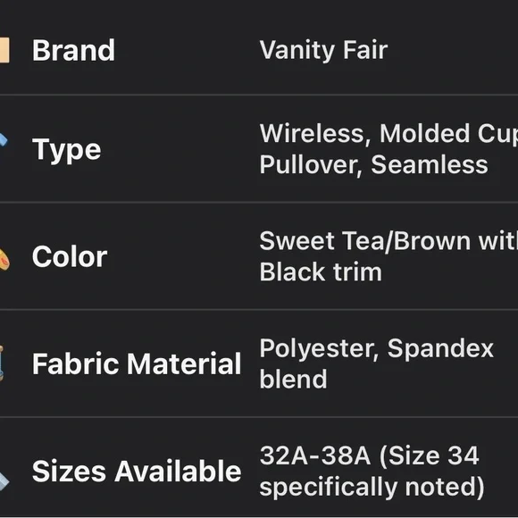 Vanity Fair Teens Wirefree Tan & Black Bra - Picture 8 of 11